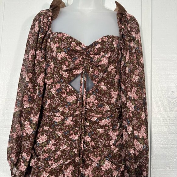 Astr the Label Women’s Brown Sweetheart Neck Long-Sleeve Midi Dress SZ Small N… - Picture 5 of 13